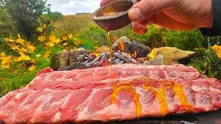 INSANELY Tender Smoked BBQ Pork Ribs (Falls Off the Bone!) | Outdoor ASMR Cooking in Nature