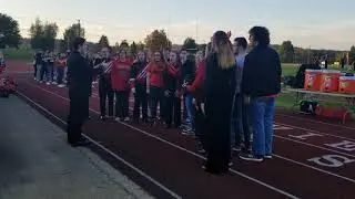 Lakeview Sailors Chamber Singers perform the National Anthem to open the Lakeview Homecoming Game