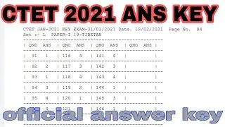 CTET 2021 Answer key || CTET Official answer key 2021|| CTET answer key |||
