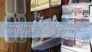 Review Sterilite 6-Pack Rectangular Large FlipTop, Clear Plastic Storage Box with Hinged Lid - Stack