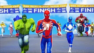 POWER RANGERS VS SPIDERMAN TEAM | Running Challenge #121 (Funny Contest) - GTA V Mods