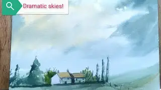 Dramatic skies, in watercolors for beginners (easy)