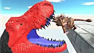 Dinosaurs Battle T Rex Hulk Batman Iron man Flash Superman Trap - Animal Revolt Battle Simulator