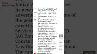 Join Indian ArmyJAG 28th Entry Scheme (April 2022) Online Form 2021|Army Govt Job |New Vacancy |