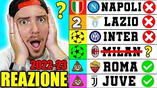 REAZIONE AL MIO PRONOSTICO sulla CLASSIFICA di SERIE A 2022 23