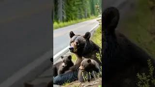 Bear Family by the Road: A Wildlife Bond to Remember! #adorablepets #funnymoments #cute