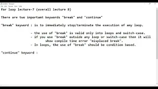 Loops Part-8 (keyword "break")