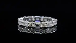 Alternating Round Emerald Cut Diamond Eternity Band