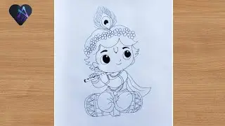 Baby Krishna drawing easy step by step | Krishna ji drawing tutorial 2025 | Krishna bhagwan drawing