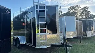 7x14Ta Enclosed Trailer + Ladder Racks Package