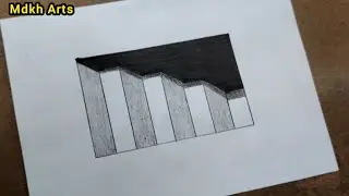 How to draw 3D Stairs Hole illusion on paper very easy || 3D Drawing #viralvideo #mdkharts #3darts