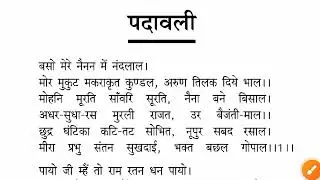 class 9 हिन्दी मीरा बाई के पदावली (C I C)