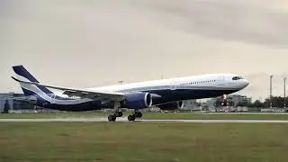 HI FLY AIRBUS A330-900 landing at Prague Airport in Slow Motion