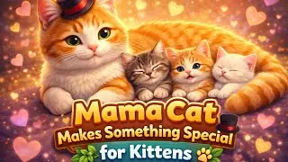 👉 Mama Cat Makes Something Special for Kittens 🎩🐱