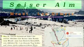 Skifahren auf der Seiser Alm: Bei fr&uuml;hlingshaftem Wetter vom Mezd&iacute;- zum Leo Demetz- Sessellift