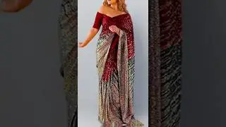 &hearts;️💥✨Georgette Fancy saree/sequence hand work saree#slipperyVs sticky stairs#dreping