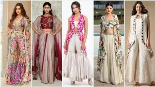 new trendy shrug style outfit | crop top with jacket | party wear dress | latest fashion 2024 - 2025
