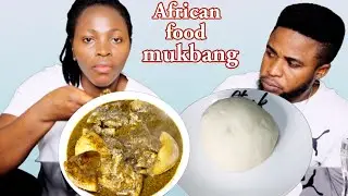 MESSY SMACKING FOOD MUKPRANK ON HUSBAND | FUFU AND BLACK SOUP MUKBANG | AFRICAN FOOD MUKBANG