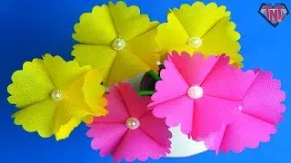 Waste Material Recycle Flower Stick || How To Make Grocery Fabric Bag Flower