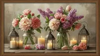 Spring Dahlia &bull; Lilac & Tulip Mood Art for TV (4K Frame TV Art) &mdash; Still Life Ambient Wall Decor