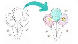 Satisfying Balloon Coloring for Kids | Simple Art Tutorial | Habibs Pen