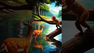 The 🐒🦌Clever Monkey Chiku | Animal Story with Moral | Scene by Scene English&rdquo;#ai#art #cartoon#artist