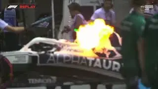 Pierre Gasly Car On Fire - 2022 Singapore GP FP2
