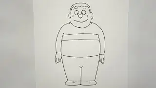 How to Draw Gian from Doraemon - step by step | Drawing | Sketch