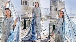 Adan Libas Gray Luxury Lawn Embroidery Chikankari