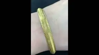 22k Bangle Solid Gold Simple Men Kara Diamond Cut High Polished Design B466