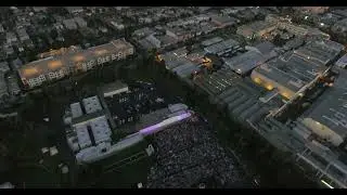 Cinespia film festival in Hollywood, tilt down aerial Royalty Free Stock Aerial Drone Footage   Holl
