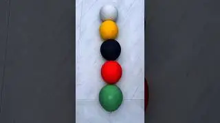 Perfect Balloon Stack 🤍💛🖤❤️💚 | 5 Colorful Balloons in a Line | Satisfying Visual #shorts