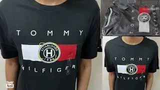 Tommy Hilfiger t-shirt | NNNOW | Tommy Hilfiger black t shirt 100% cotton |big logo Hilfiger T-shirt