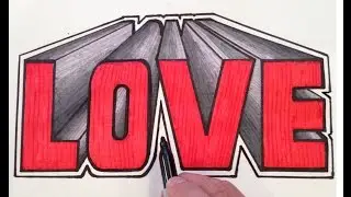 How to Draw LOVE in 3D One Point Perspective