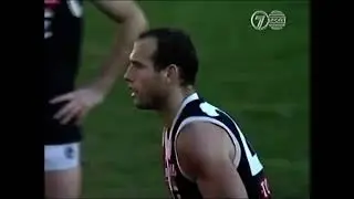 Stewart Loewe shanks another shot for goal + Mal Michael hanger (Round 18 1997)
