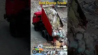 RED DUMP TRUCK Dumping GARBAGE JBManCave.com #Shorts