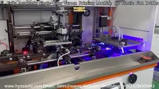Fully Automatic Single-Color Screen Printing Machine for Plastic Flat Bottles.#silkscreenprinting