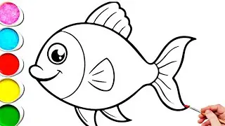 Cute Rainbow Fish Drawing, Painting & Coloring For Kids and Toddlers_ Kids Art 