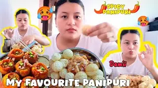 AKDAMAII SPICY 🥵 PANIPURI KHANU MAJJA AIO || Wow superb 👌|| Panipuri eating video #panipuri #spicy 