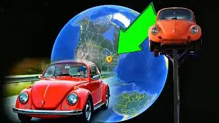 Volkswagen Beetle on a sign pole | Google Maps! | Google Earth!