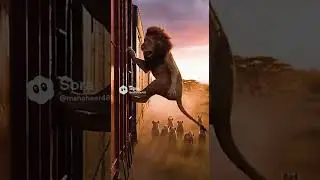 Male Lion 🦁 Clings to train 🚂to Hand over its Cub Then Falls as Hyenas Chase 😢😱