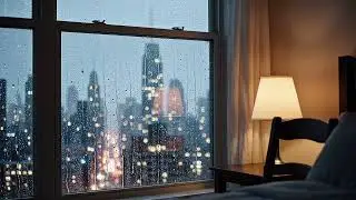 Night Rain on Window with City Lights 🌙 | Cozy Room Ambience for Deep Sleep (4K No Music)
