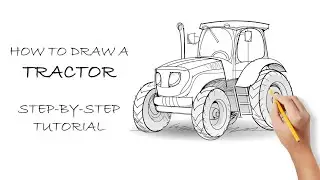 How to draw a tractor with a pencil. Easy step-by-step drawing tutorial