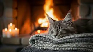 Deep Calm Cat Sleep Music 432Hz 😻 Fireplace Atmosphere For Rest, Healing, And Gentle Comfort