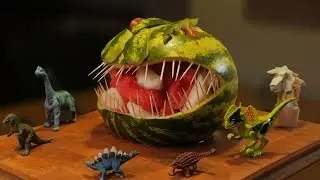 How to carve a T-Rex dinosaur out of a watermelon! 😬