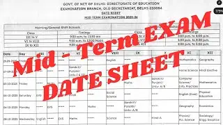 Mid -TeRM EXAM DATE SHEET ||  DATE SHEET for class 3-12 ||datesheet2025-26