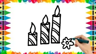 How To Draw Cute Candle Drawing, Painting & Coloring For Kids and Toddlers_ Child Art 🐋🌈🎨