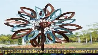 Yard Garden Wind Spinners with Solar Lights, Large Outdoor Metal Wind Spinners, Lawn Yard Art Garde