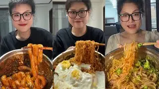 Yummy /Eating Challenges 🤤 Pork belly Spicy noodles 🍜😋 fired chicken 🍗#eatingshow #delicious #eat 