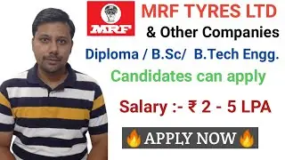 Latest Fresher MRF Tyres Vacanices I Mechanical Jobs I  Engineering Jobs I Diploma & Bachelors Jobs